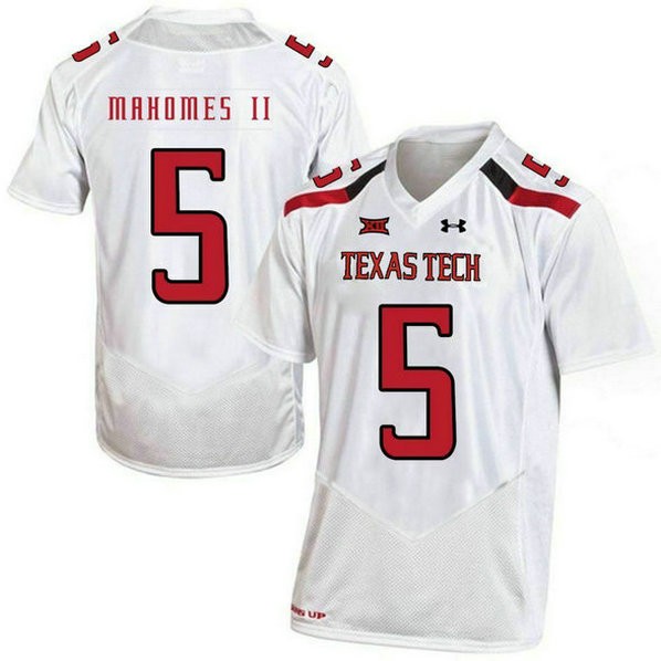 Youth Patrick Mahomes Texas Tech Red Raiders #5 Limited White Colleage Football Jersey 102